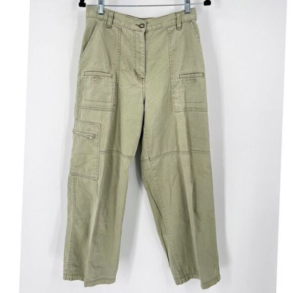 Vintage Y2K NY Khakis Women's Hi-Rise Ankle Cargo Pants Utility Green Size 10 - Picture 1 of 10